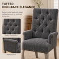 thumbnail image 4 of Upholstered Chenille Fabric Dining Chairs with Arms Set of 8, Tufted High Back Dining Room Chairs with Curved Rubberwood Legs, Kitchen Chairs, Gray, 4 of 8