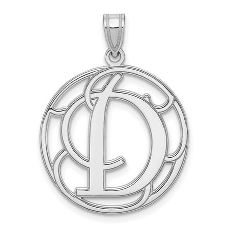 Diamond2Deal 925 Sterling Silver Rhodium-Plated Fancy Script Letter D Initial Pendant for Women