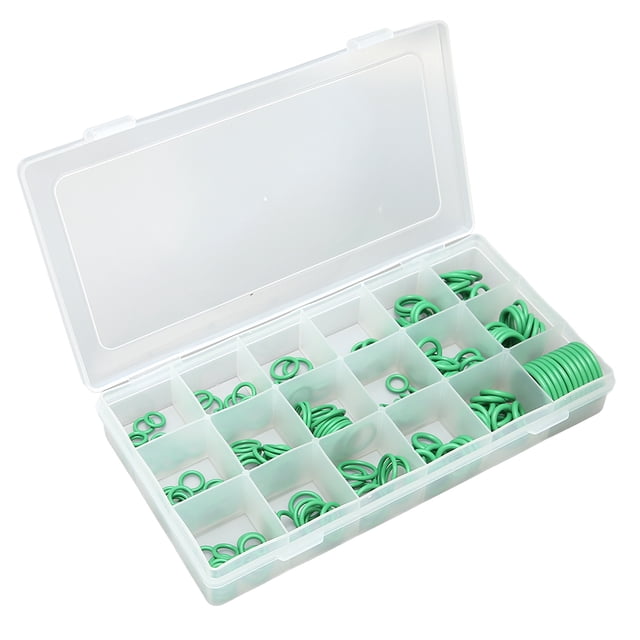Delaman Kit de juntas tóricas 225 piezas Kit de juntas tóricas de aire acondicionado Arandela de junta tórica de CA de 18 compartimentos Universal