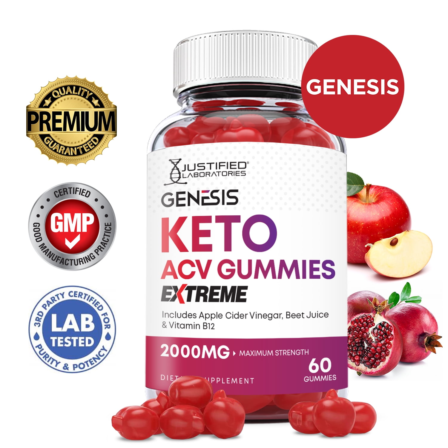 Genesis Keto Extreme ACV Gummies 2000mg Dietary Supplement 60 Gummys