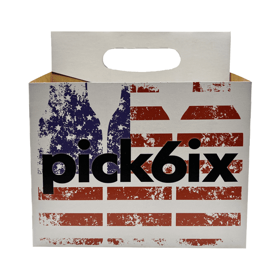 6pk Cardboard Carrier | American Flag Pick6ix 12oz Bottle Carrier | Case Pack of 150
