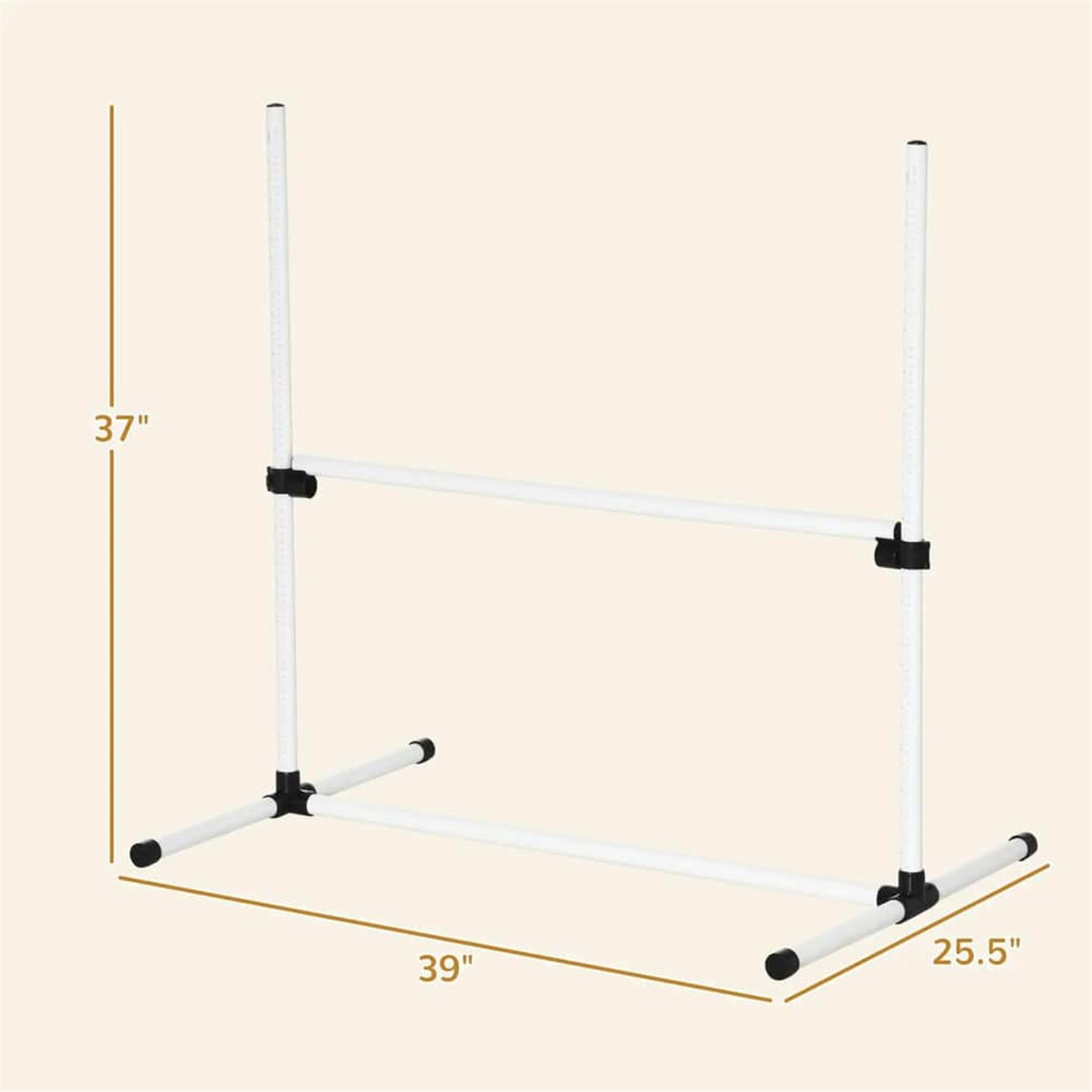 Kadyn 8-Piece Dog Agility Set with Height-Adjustable Bars, Portable Bag, Replacement Top Bar for Dog Training, Pet Agility, White