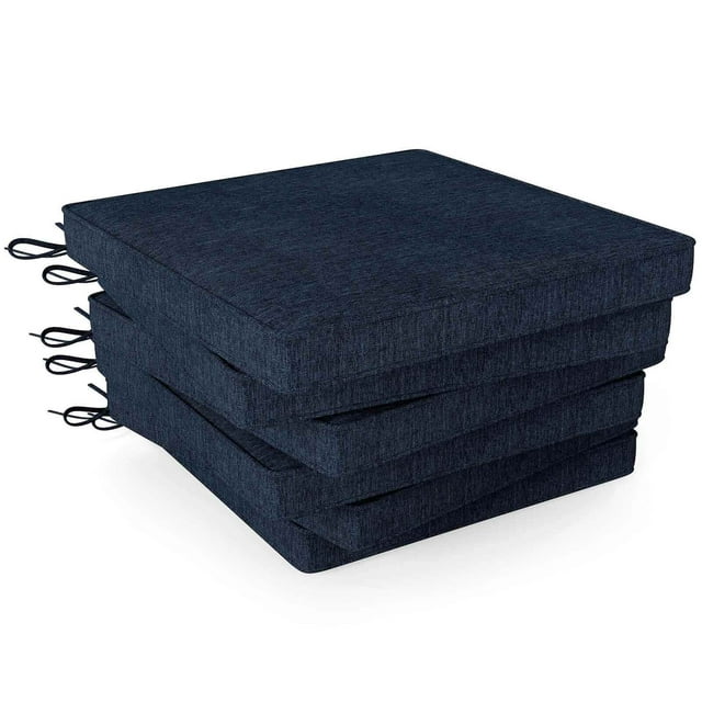 Costway Outdoor Chair Cushion Set of 6 Waterproof Fade-Resistant Olefin Seat Cushions Navy
