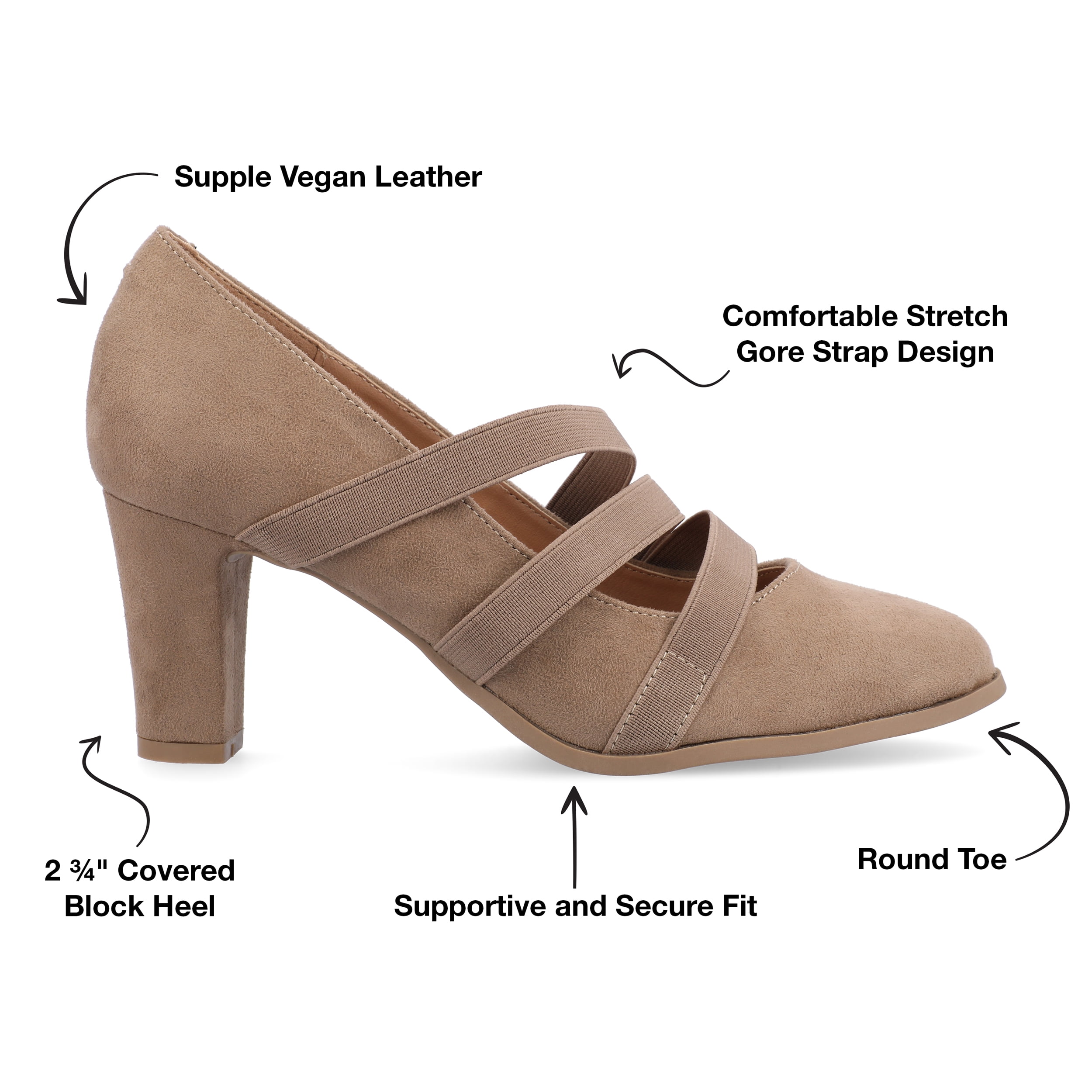 Journee Womens Loren Comfort Insole Round Toe Mid Block Heel Pumps, Widths Available