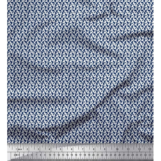Soimoi Velvet Fabric Dolphin Small Fabric Prints by Yard 58 Inch Wide