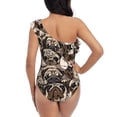 thumbnail image 5 of Salouo Cute French Bulldog Pattern One Shoulder Ruffled One Piece Swimsuit for Women V Neck Swimwear Tummy Control Bathing Suit-Large, 5 of 6