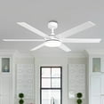 thumbnail image 6 of 60" Modern White Wood Grain Smart Ceiling Fan with Dimmable LED Light and Remote, 6 of 16
