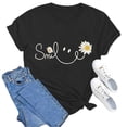 thumbnail image 5 of Womens Tops Casual T Shirts Letter Daisy Flower Print Short Sleeve Summer Workout Clothes, 5 of 5