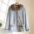 thumbnail image 2 of DHFJKG Womens Flannel Pajamas Button Up Top Coat With Peter Pan Collar Long Sleeve Fuzzy Sleepwear With Pockets For Cold Weather Cozy Homewear, 2 of 9
