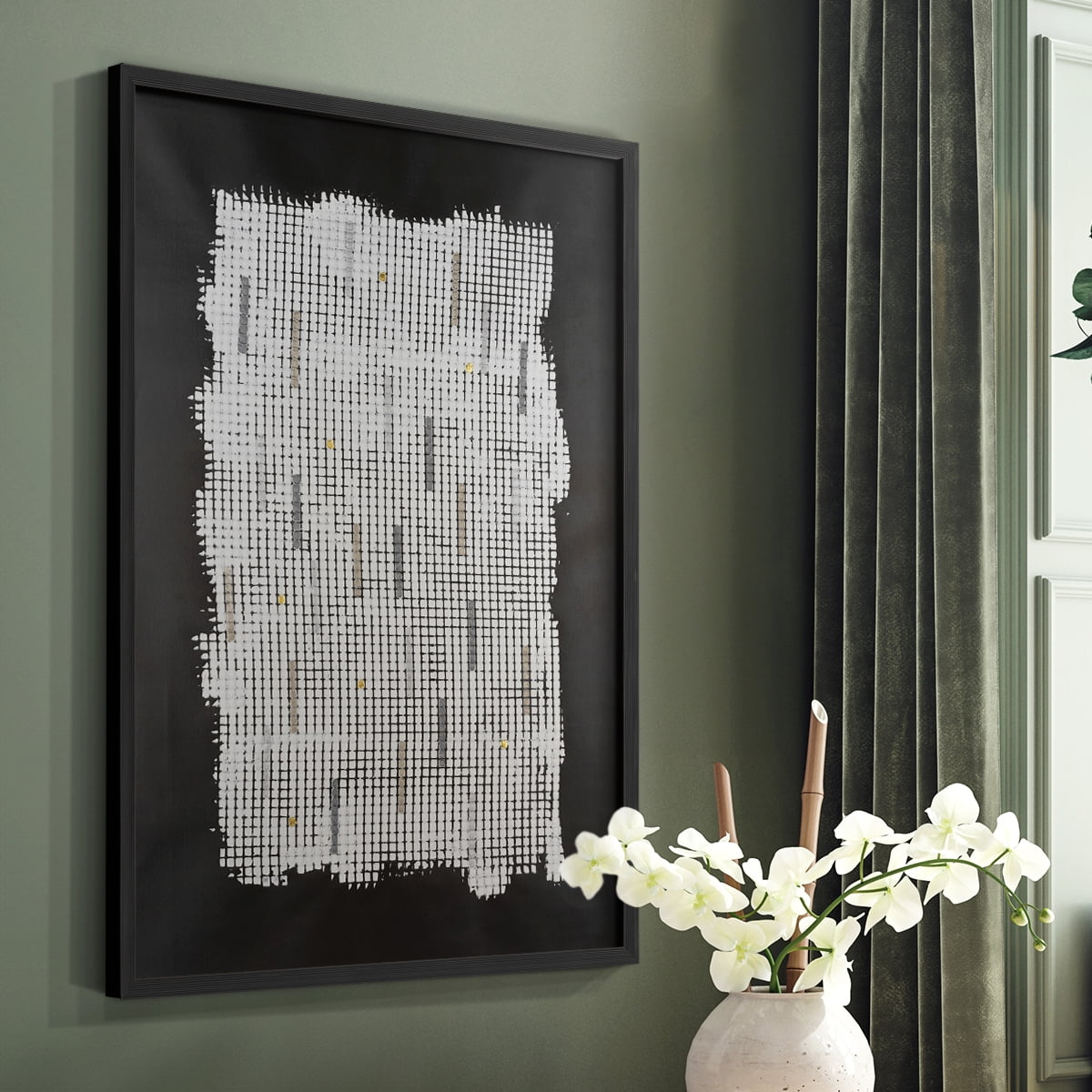 Bits & Bytes II Framed Print in Black Solid Wood Framed Print No Nail Hanging
