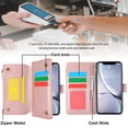 thumbnail image 5 of Allytechgroup Wallet Case for Apple iPhone XR,  Retro [1 Zipper Pocket + 6 Cards Slots] Hand Wrist Shoulder Strap Stand Shockproof iPhone XR Cover Case for Girls Women, Rosegold, 5 of 10