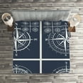 thumbnail image 3 of Ambesonne Compass Quilted Coverlet 3 Pcs, White Compass Design, King Size, Navy Blue and White, 3 of 4