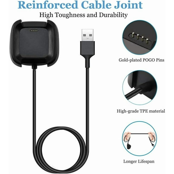 Compatible with Fitbit Versa 2 Charger (Not for Versa/Versa Lite), Charging Dock with USB Cord for Versa 2 Health & Fitness Smartwatch Charge Cable 3.3Ft/100cm