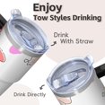 thumbnail image 4 of Butterfly 20oz Stainless Steel Tumbler with Handle and Straw – Insulated Travel Cup with Sliding Lid, 360° Full Wrap Printed Mug for Home, Outdoor & Sports Use, Spring, 4 of 6