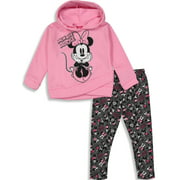 Disney Minnie Mouse Baby Girls Hoodie & Leggings Set Pink Glitter 18 Months