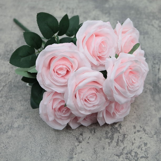 Xiao Hua Un ramo de 10 rosas color crema con capullos de 43 cm de largo. Rosa