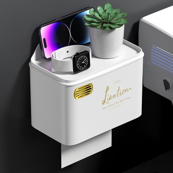 VacYaYa Wall Mounted Toilet Paper Box With Aromatherapy Function,Wall Mounted Waterproof Tissue Box,Wall-Mount Multifuctional Toilet Tissue Box for Bathroom.