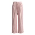 thumbnail image 4 of RUTAYY Women's Wide Leg Pants Elastic Waist Drawstring Solid Color Side Pockets Relaxed Fit Casual Trousers Pink, 4 of 4