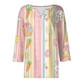 thumbnail image 5 of KDDYLITQ Women Easter Shirts 3/4 Length Sleeve Bunny Eggs Graphic Blouse Button V Neck Daisies Funny Pullover Carrots Loose 2026 Tees Pink 2XL, 5 of 6