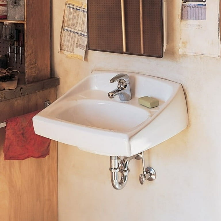 American Standard Lucerne Wall Hung Bathroom Sink in White with 4 in. Faucet Holes and Less Overflow American Standard Lucerne Wall Hung Bathroom Sink in White with 4 in. Faucet Holes and Less Overflow