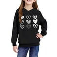 thumbnail image 5 of Girls Hoodie Kids Heart Print Pullover Lightweight Oversized Black Youth Casual Sweatshirt,Size 9 T, 5 of 8