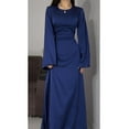 thumbnail image 3 of XXXITICAT Women's Satin Long Sleeve Round Neck Back Lace Up Maxi Dress(ZQ,XL), 3 of 4