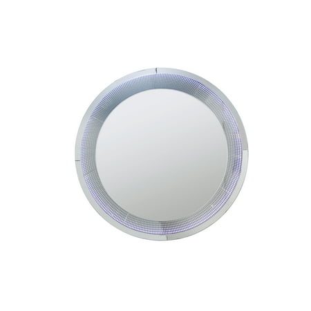 Round Wall Silver Mirror with LED Infinity Light