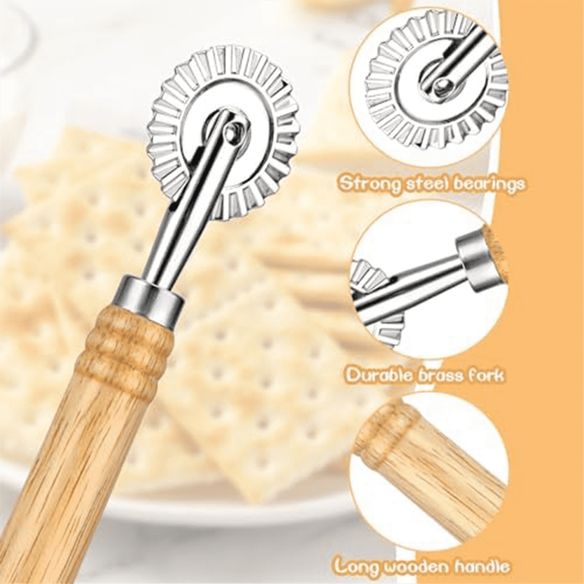 Roulette à Ravioli Westmark Aurora - Coupe-pâte Cercle Cranté 68mm, Zinc Et Bois De Hêtre