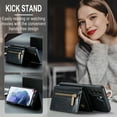 thumbnail image 3 of Nalacover Zipper Wallet Case for Samsung Galaxy S23 Plus with Card Slots Holder Magnetic Kickstand, 2 in 1 Design Luxury Shining PU Leather Shockproof Anti-Scratch Cover,Black, 3 of 11