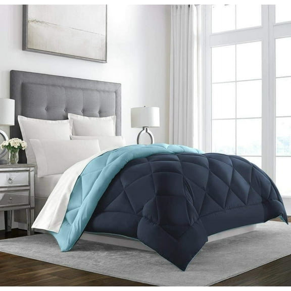Sleep Restoration Goose Down Alternative Comforter - Reversible - All Season Hotel Quality Luxury Hypoallergenic Comforter - King/Cal King - Navy/Sky Blue