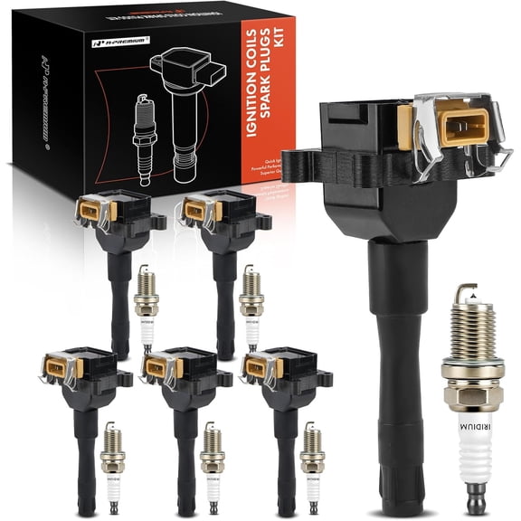 A-Premium Set of 12 Ignition Coil Pack and Iridium Spark Plugs Compatible with BMW 320i 1992-1995 2.0L, 325i 1992-1995 2.5L, 325is 1992-1995 2.5L, 525i 1991-1995 2.5L, 525iT 1993 2.5L