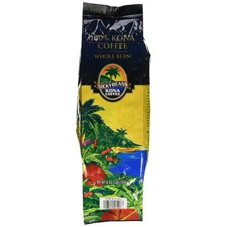 100% Kona Coffee Whole Bean Nicky Beans 1 Pound (Best Way To Store Whole Coffee Beans)