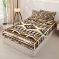 thumbnail image 2 of Homewish Aztec Geometric Rhombus Zipper Twin Comforter Sets with Fitted Sheet and 2 Pillowcases,Vintage Brown Boho Zipper Bedding Set,Reversible,4pcs, 2 of 8