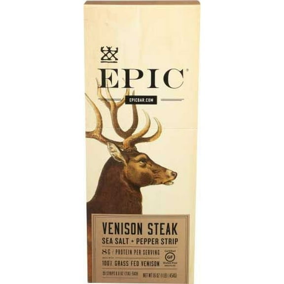 Epic Sea Salt and Pepper Venison Steak Strips, 0.8 Ounce -- 20 per Case.