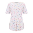 thumbnail image 4 of Summer Pjs for Women Set Cozy Pajamas Two Piece Set Short Sleeve Top and Pant Bow Heart Print Loungewear Sleepwear White, 4 of 6