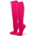 thumbnail image 3 of Couver Unisex Soccer Knee High Athletic Socks, 2 Pairs, Small, Neon Pink, 3 of 10
