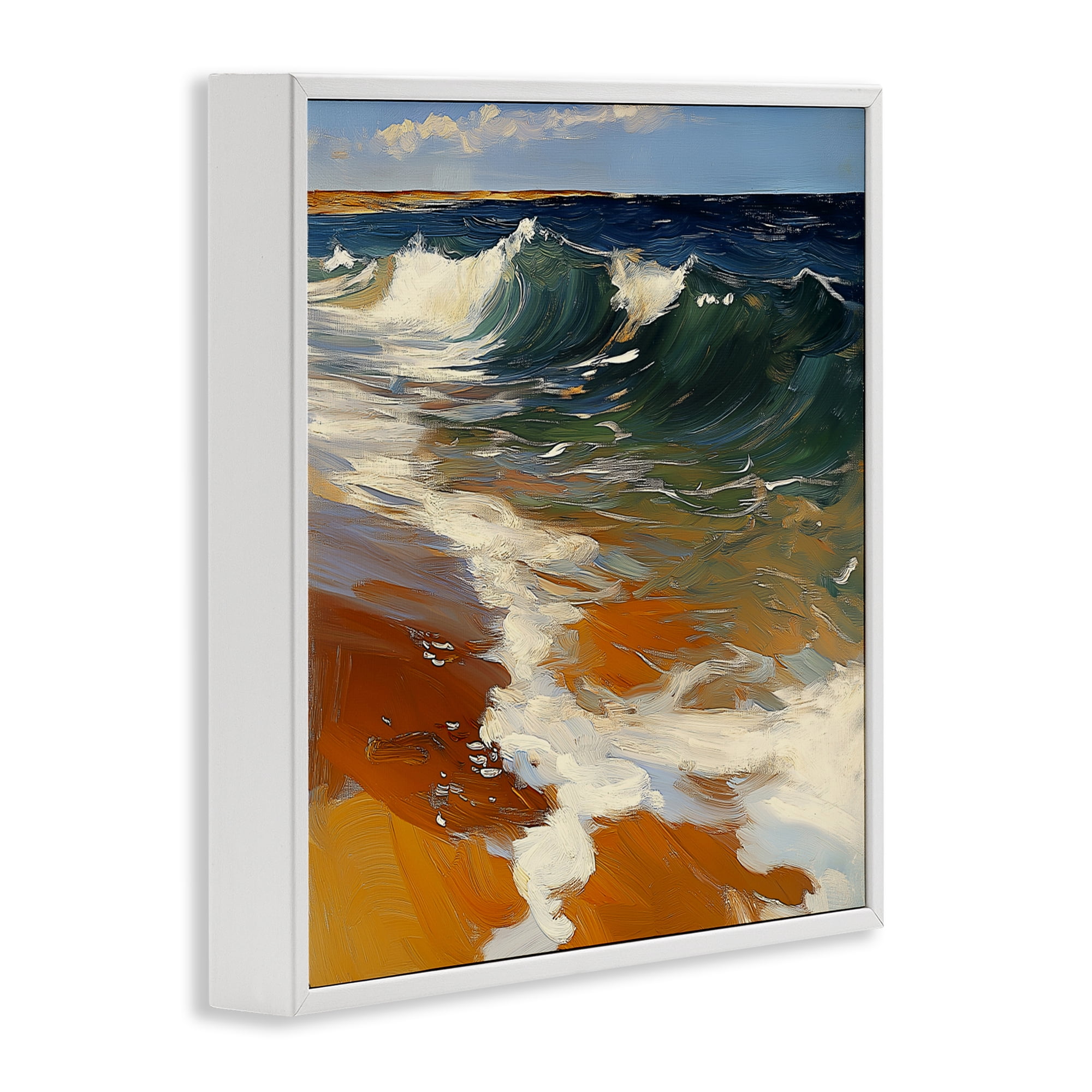 Stupell Industries Glassy Ocean Waves Break White Framed Giclee Art, design by Walker Noble