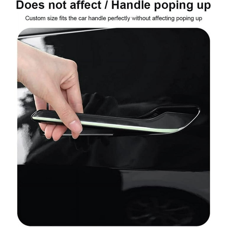 4PCS Car Door Handle Protector Stickers Anti-Scratch Car Door Handle Cover  Guard Door Handle Wrap Kit for Tesla Model 3 Model Y 2019-2022 (Black)