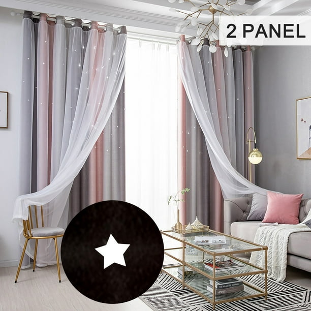 Cortina,Cortinas de estrellas, cortinas opacas de estrellas para niños, niñas, dormitorio, sala de e Tomshoo 134*240