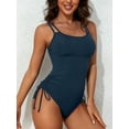 thumbnail image 3 of Womens Tummy Control One Piece Monokini Swimwear Side Tie Bath Suit Sexy Ribbed Swimsuit, 3 of 8