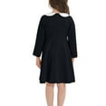 thumbnail image 4 of Tao Tao Girls Long Sleeve Dress Casual Vintage Peter Pan Collar Swing Party Dress Black 7 Years, 4 of 4