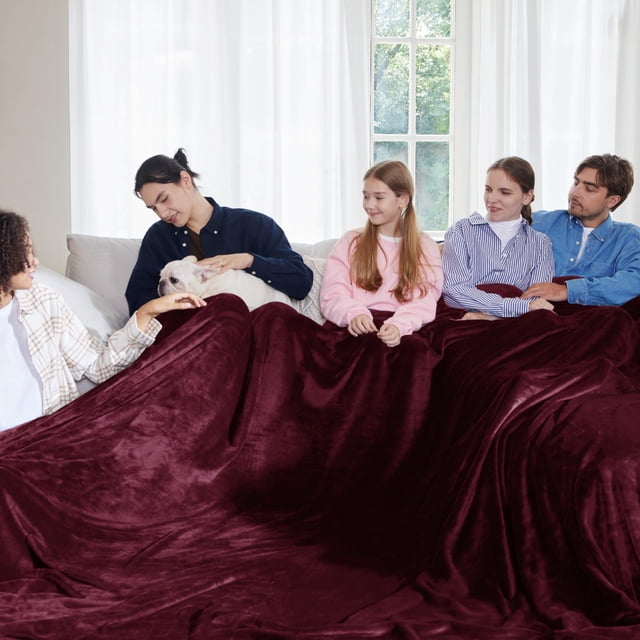 Manta Bedsure de forro polar de gran tamaño, rojo burdeos, 280 g/m², 120 x 120 cm