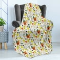 thumbnail image 4 of Floral Soft Flannel Fleece Throw Blanket, Spring Flowers with Lemons Leaves Inspirational Illustration, Cozy Plush for Indoor and Outdoor Use, 50" x 60", Red Yellow Forest Green, by Ambesonne, 4 of 5