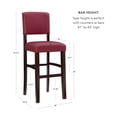 thumbnail image 6 of Linon Monaco Full Back Wood Bar Stool, 30" Seat Height, Espresso Finish with Dark Red Fabric, 6 of 10