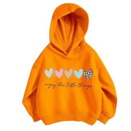 Zwiiyzr Toddler Baby Boy Girls Fall Winter Hooded Clothes Baby Hoodie Tops Heart Printed Long Sleeve Sweatshirt 3-9Y White