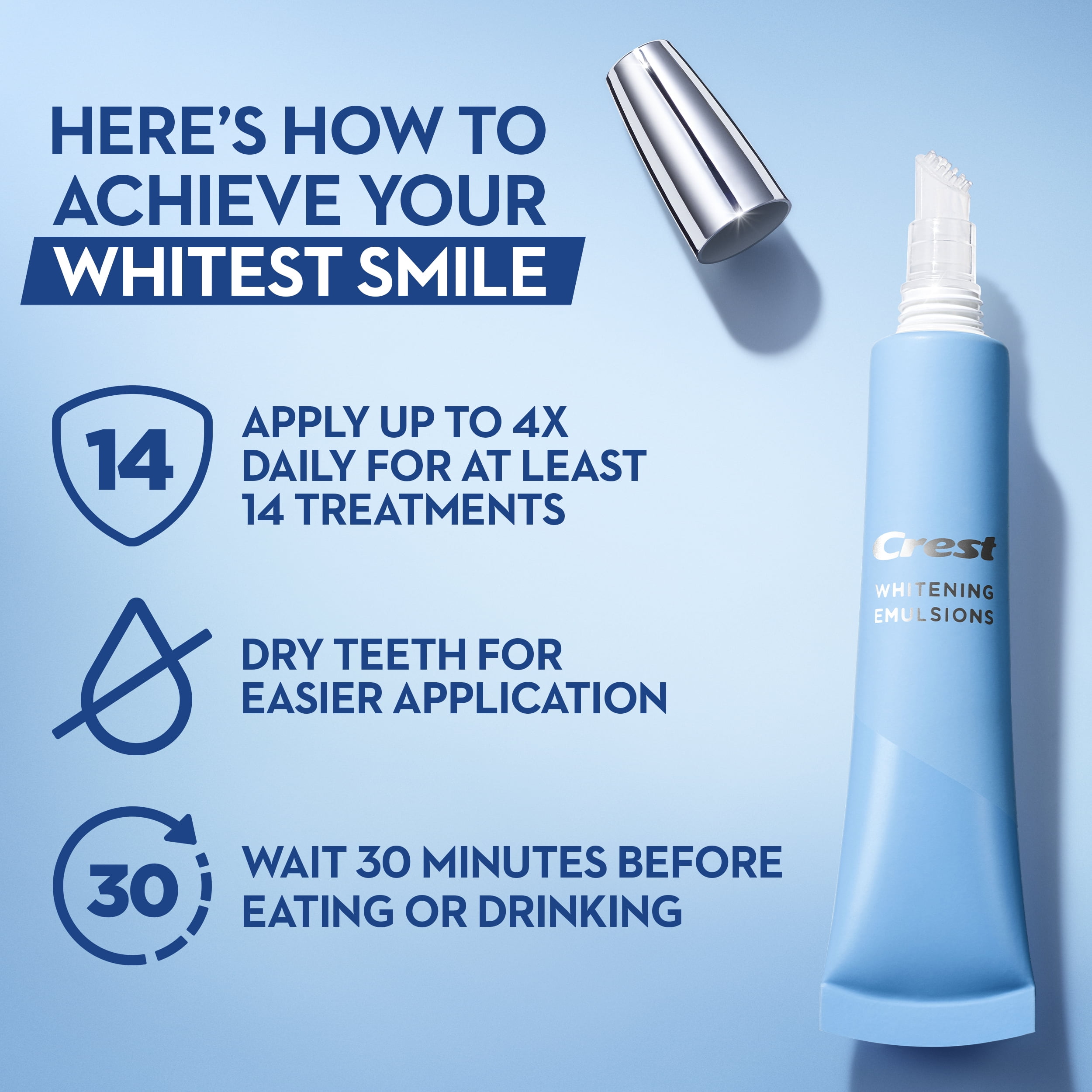 Crest Whitening Emulsions with Built-In Applicator, On the Go Leave-on Teeth Whitening Pen Treatment