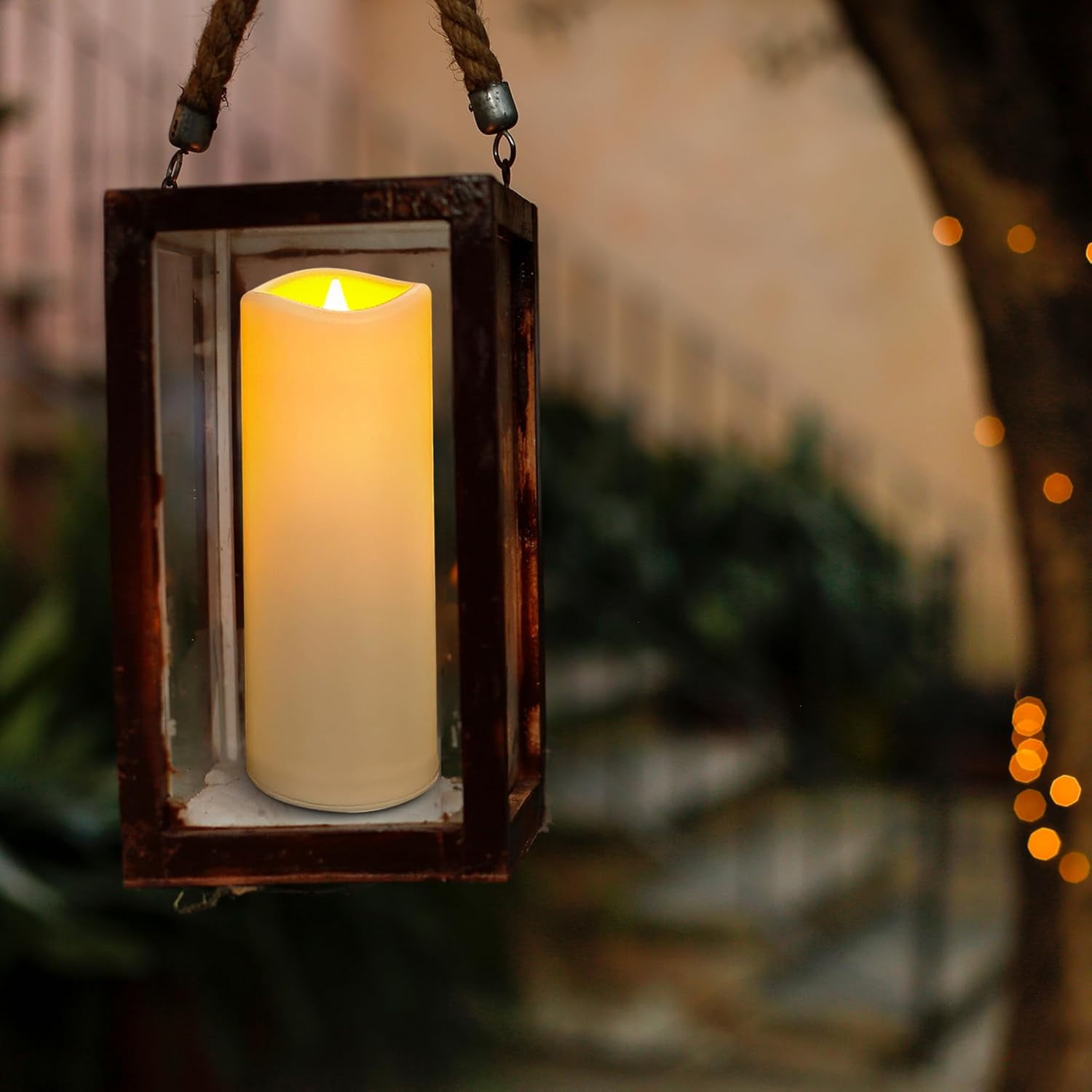 OSHINE Flameless Candles Set of 9 Plastic LED Pillar Candles Battery Operated Candles Outdoor Waterproof Ivory Frosted with 10-Key Remote and Timers