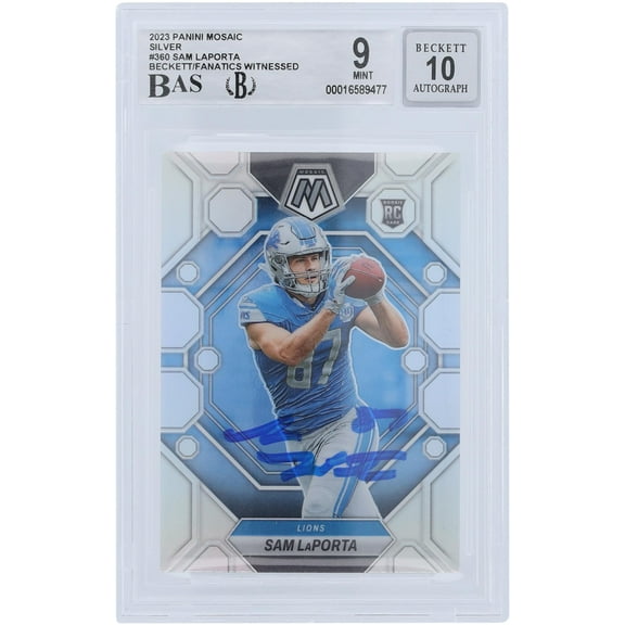 Sam LaPorta Detroit Lions Autographed 2023 Panini Mosaic Silver Prizm #360 Beckett Fanatics Witnessed Authenticated 9/10 Rookie Card - Fanatics Authentic Certified