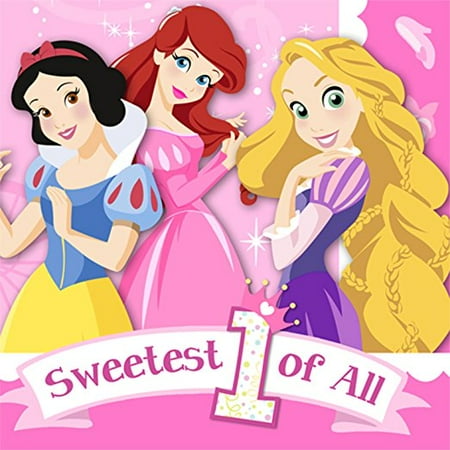 Princess 1st Birthday Napkins - Disney Princess 1st Birthday Small Napkins (16)