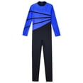 thumbnail image 5 of Sinleey Kids Girls Color-Block Gymnastics Leotard Long Sleeve Dance Jumpsuit Figure Ice Skating Blue 8, 5 of 7